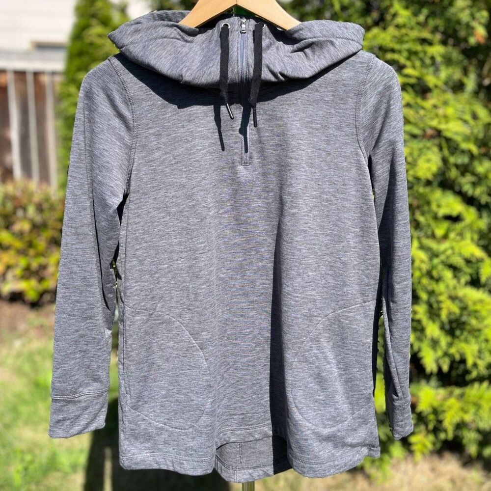 J. Jill Fit Pullover Small Petite Gray Quarter Zip Cowl Neck Pockets